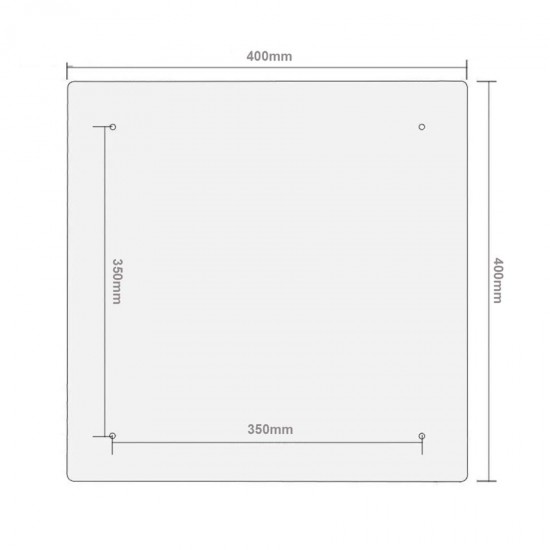 MK3 ALU Hot Bed 400x400mm 24V - With countersunk holes for screw head and With ready connection