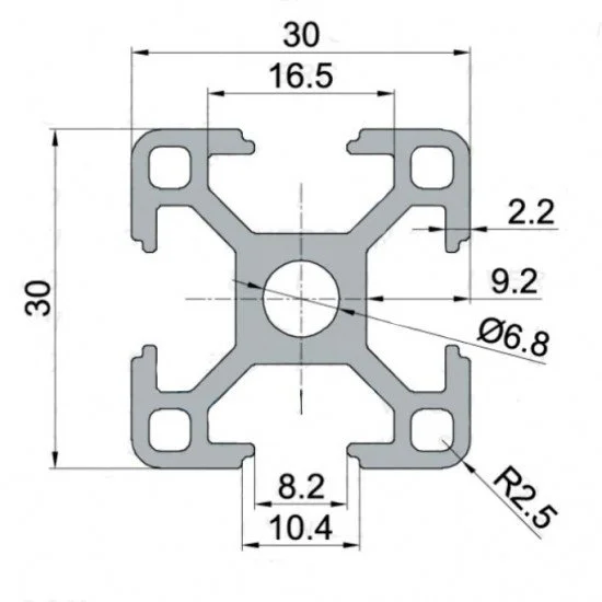 perfil de aluminio estructural 30x30 - Ripipsa