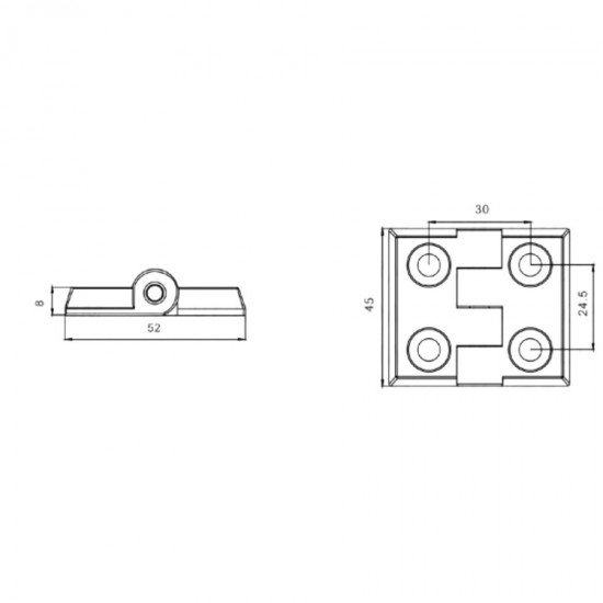 Hinge for 3030 profiles - 270º opening