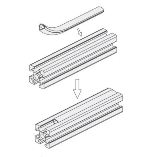 Sello plano - tira de sellado de goma - para perfil de aluminio 20mm - Slot 6mm