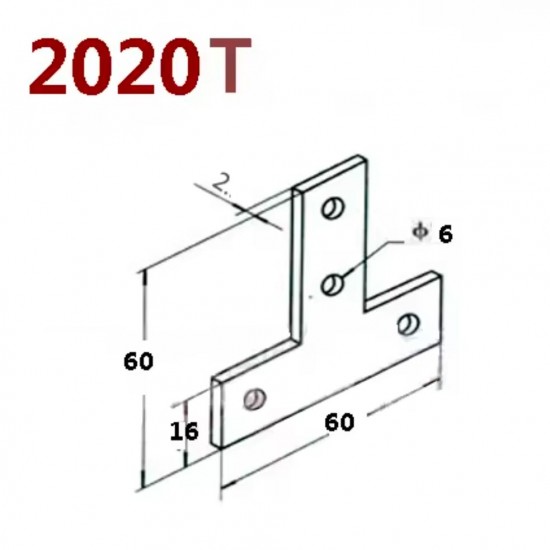 External T-Bracket for 2020 Profiles - T Bracket