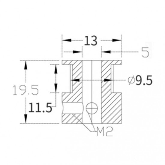 Polea GT2 - 16 dientes - Para correa de 9 y 10mm