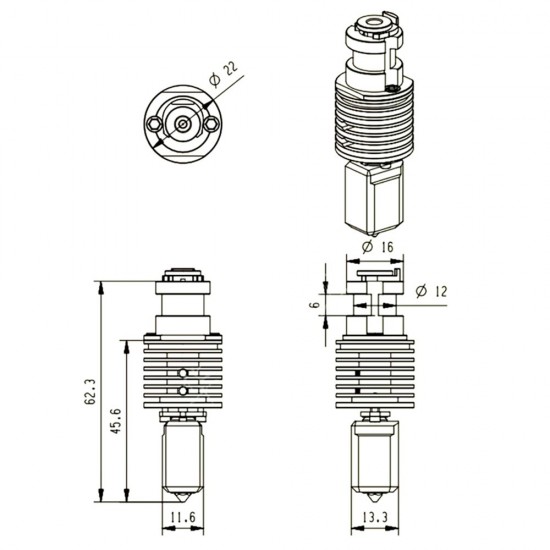 TZ-V6 2.0 Hotend - for 1.75mm filament