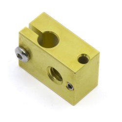 Brass heating block v6 for 3mm PT100 thermistor - M6 Thread - v5 and v6 compatible