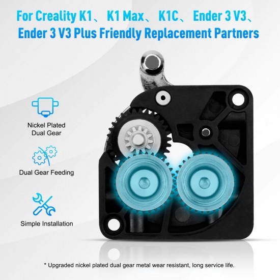 Double Gears Extruder - Compatible with Creality K1 / K1C / K1 Max / Ender3 V3 Plus