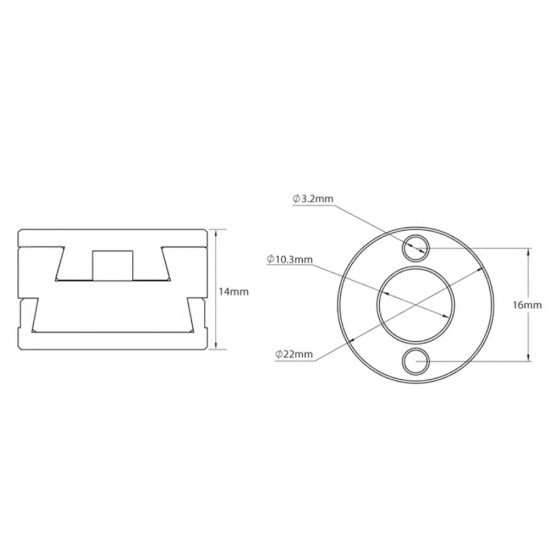 Acoplador Oldham para eje trapezoidal 8 mm T8 - diámetro 10mm