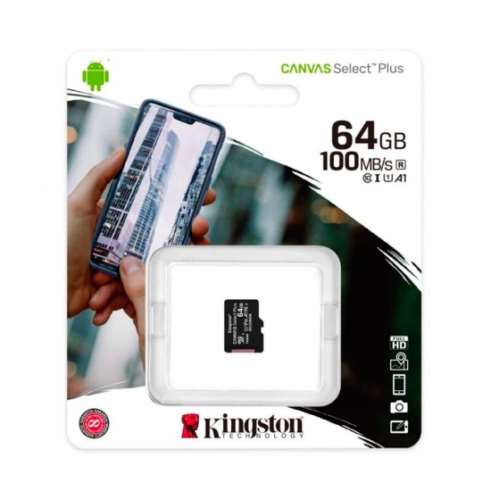 MicroSDXC 64GB Canvas Select Plus - Kingston - UHS-I U1 V10 Clase 10